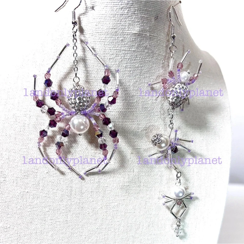 🌹HP🌹LAST 1– NEW Rhinestone Diamond & Amethyst Party Spider Drop Earring
